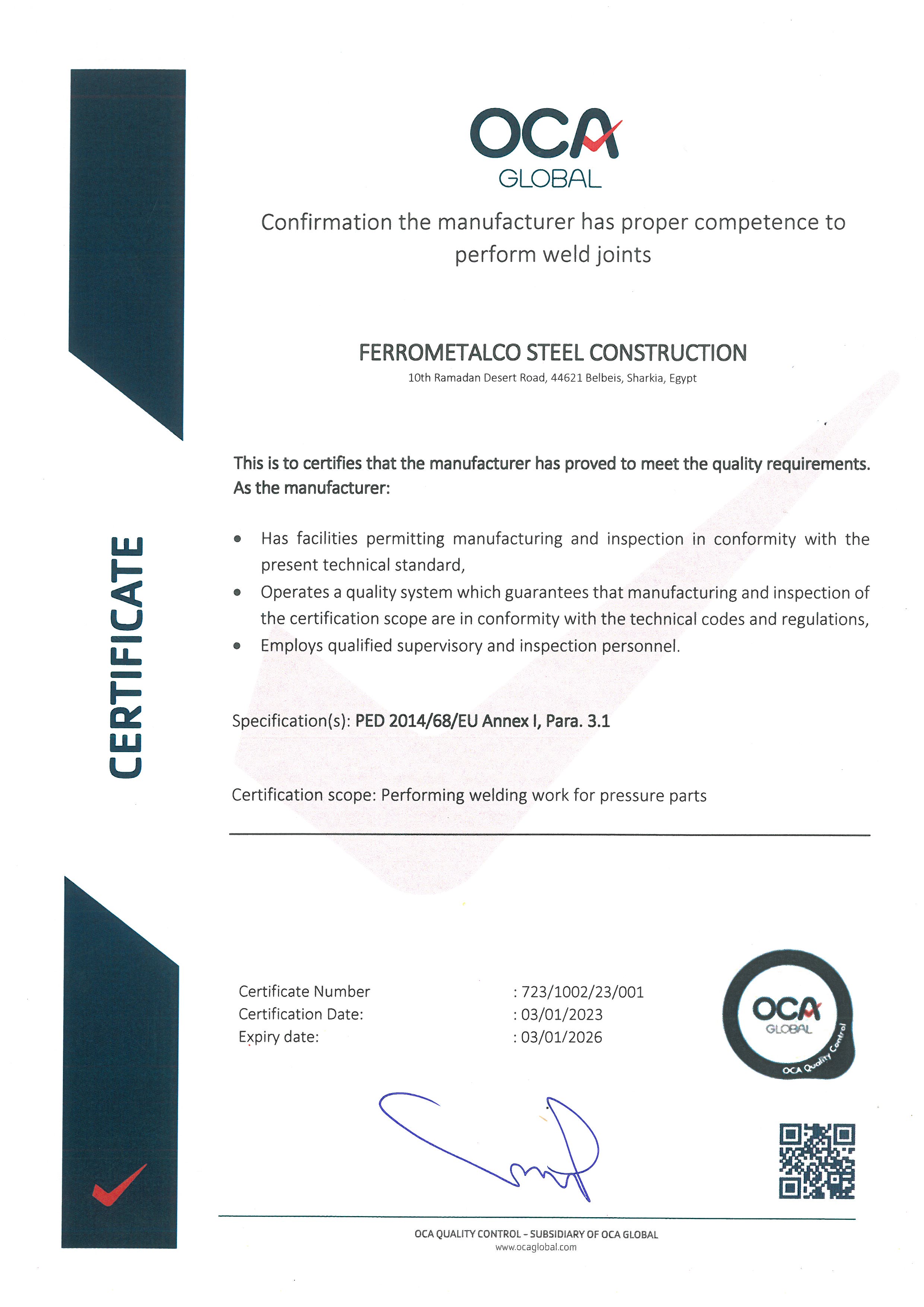 PED 2014/68/EU Pressure Equipment Directive